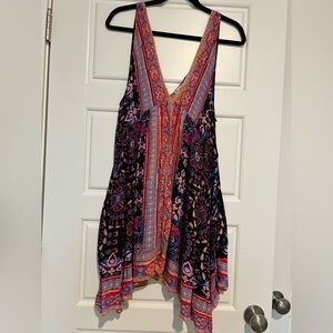 Free People asymmetrical V-neck mini dress